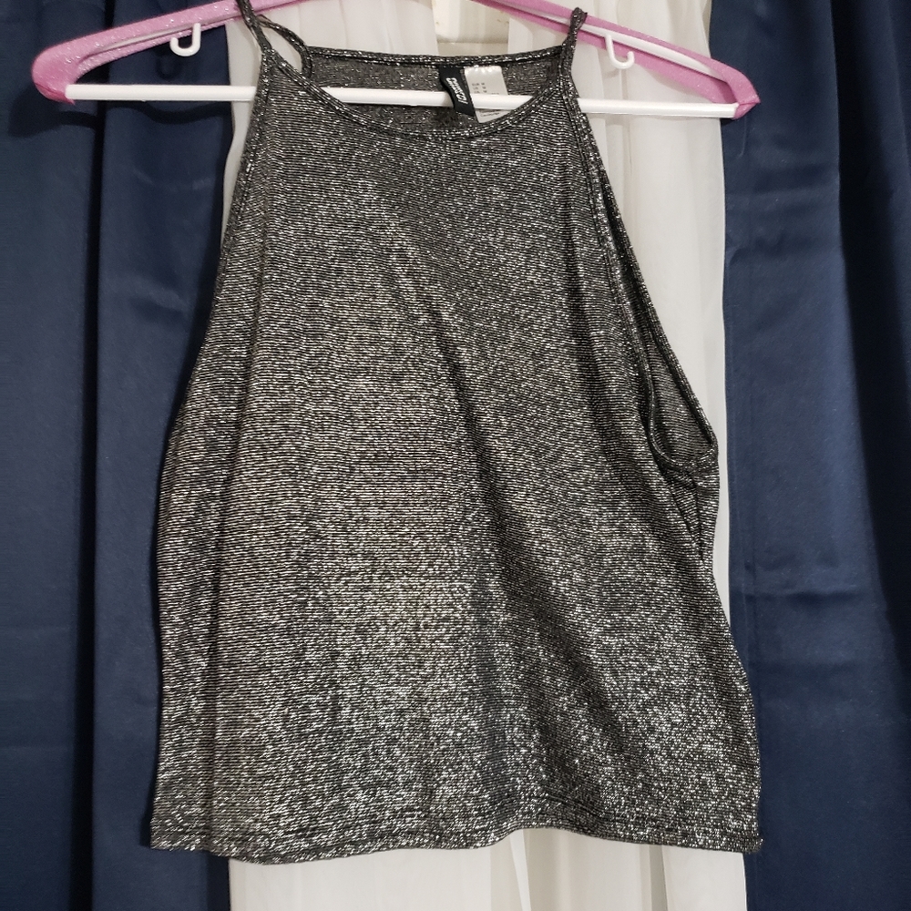 Sparkly, gray crop top